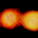 Dos estrellas de neutrones a punto de colisionar.
